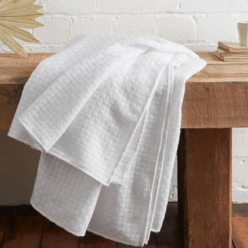 Pineapple Elephant Lina Waffle Geo 130x170cm Blanket Throw White