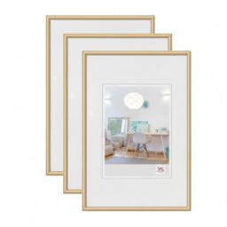 walther design - New Lifestyle KV025G3 Picture Frames, Gold, 20 x 25 cm, Pack of 3 Plastic Frames