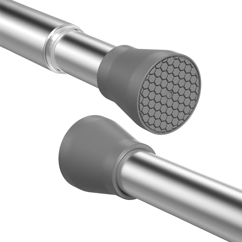 2Pack Tension Curtain Rod Silver Tension Rods 28 to 48 Inches Curtain Rods No Drilling Spring Adjustable Curtain Rod Expandable Pressure Rods for Windows