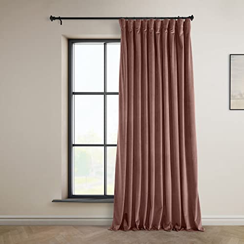 HPD Half Price Drapes Heritage Plush Velvet Curtains 84 Inches Long Room Darkening Curtains for Bedroom & Living Room 100W x 84L, (1 Panel), Wild Rose