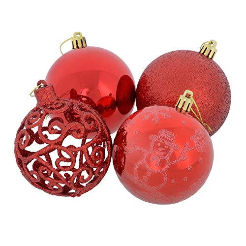 Mr Crimbo 24 Pack of Christmas Tree Baubles Decorations Ornaments 8cm - Red