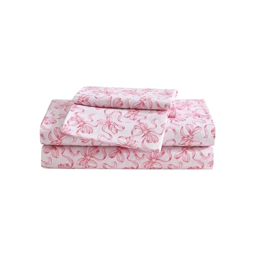 Betsey Johnson - Twin Sheet Set, Soft & Lightweight Bedding, Fade & Wrinkle Resistant (Ballet Bows Pink, Twin)