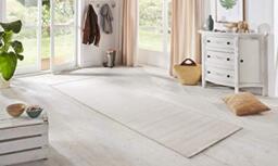 BT Carpet Nature Runner Indoor and Outdoor - Loop Kitchen Runner Non-Slip Flat Weave Short Pile Wool Look Fineloop Kitchen Rug for Hallway, Kitchen, Garden, Patio, Bathroom - Cream White, 80 x 150 cm