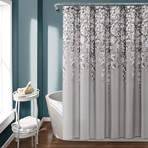 "Lush Decor Weeping Flower Shower Curtain, 72"" x72"", Gray"