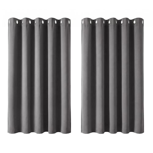 Deconovo Super Soft Thermal Insulated Window Treatment Ring Top Blackout Curtains for Livingroom 66 x 54 Drop Inch Light Grey 2 Panels