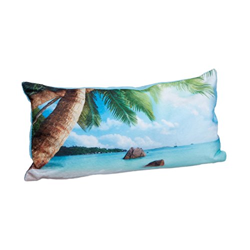 Relaxdays Bathtub Beach Pillow w/Motif, Size: 10 x 37 x 17 cm Extra-Soft Neck Pillow for Baths w/ 2 Suction Cups as Bath Pillow or Travel Pillow with Zipper and Washable Cover, Blue