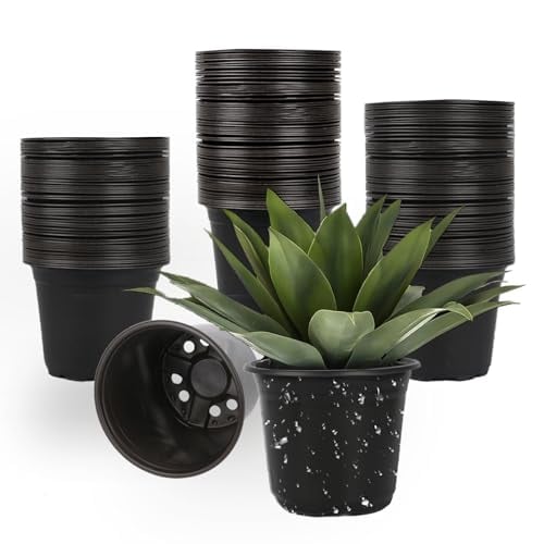TAQIXI 100 Packs Nursery Pots,3 Inches Plastic Nursey Pots for Plants with Drainage Holes, Seed Starting Garden Pots of Flower Plant Container for Succulents, Transplanting (100, 3 Inch)