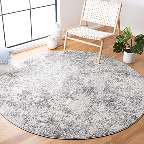 Safavieh Boho Rug for Living Room, Dining Room, Bedroom - Tulum Collection, Short Pile, in Ivory and Grey, 200 x 200 cm