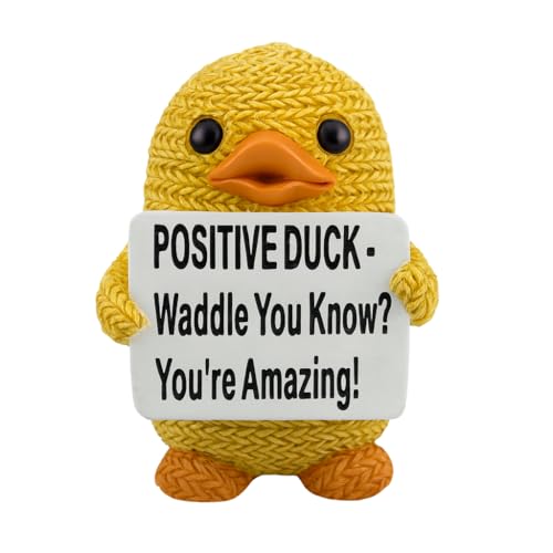 iStatue Positive Duck Resin Figurine ??? Handcrafted Inspirational Animal Decor, Cute Desk Ornament, Uplifting Gift for Friends, Family & Coworkers (Yellow)