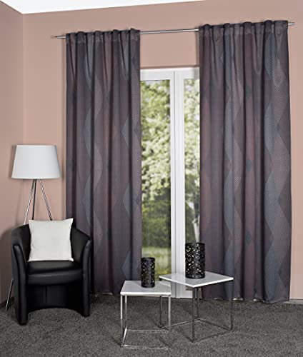 Home WOHNIDEEN Jaro Printed Blackout Curtain with 10 cm Combination Band Colour: Copper, Size: 245 x 135 cm, Quantity: 1