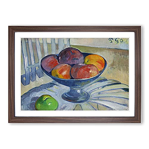 Fruit Dish On A Garden Chair by Paul Gauguin Framed Print - A2 Walnut Framed Wall Art - Ready to Hang - Modern Floral Picture - Living Room Bedroom Lounge Office