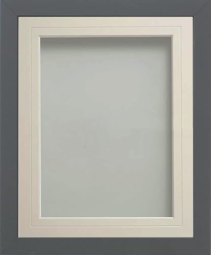 Frame Company Allington Grey Photo Frame with Ivory V-Groove Mount, 6x4 for 5x3 inch, fitted with perspex