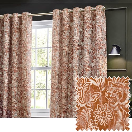 furn. Wylder Tropics Bengal Chenille Eyelet Curtains, Amber