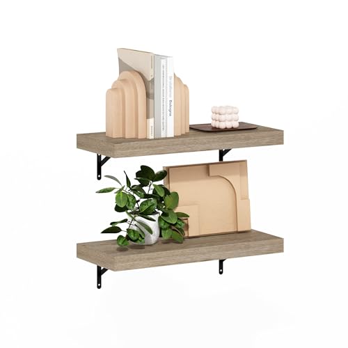 Furinno TANNA Floating Shelves for Wall Set of 2, 22-Inch Wall Shelf, Wall Mounted Shelf, for Bathroom, Home Office, Living Room, Natural