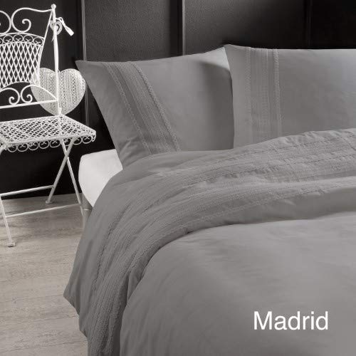 Papillon Deluxe Madrid Duvet Cover Grey, Cotton, 140 x 200/220 cm