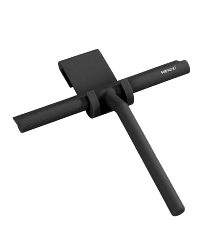 WENKO NIKE Mola Bathroom Silicone Shower Squeegee, Black, 24.5 x 4 x 21 cm - Stainless Steel & Silicone Window Squeegee for Shower, Bathroom, Tiles, Mirrors, Windows & Car, Black, Model Mola