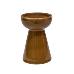 Ivyline Bowen Pillar Candle Holder in Fawn with Stable Base - Modern Elegant Home Decoration - H14 x D9 cm