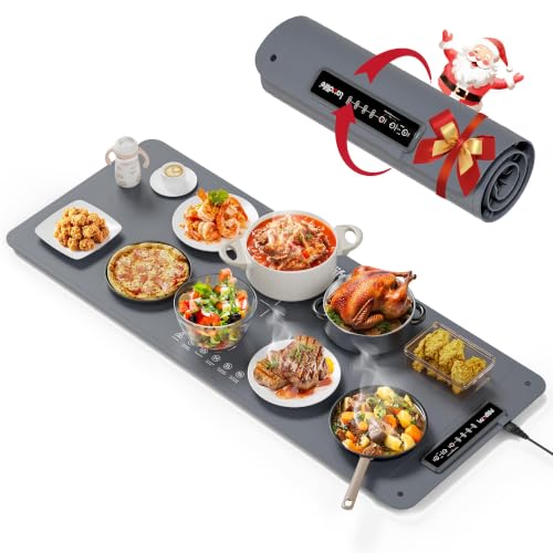 Laudlife Warming Mat for Food, 91??40cm, Dark Grey, Fast Heat, Child Lock - Includes heat-resistant pad. Perfect for chafing dishes, buffet & parties. Easy to clean & store. 4 Temperature Modes.
