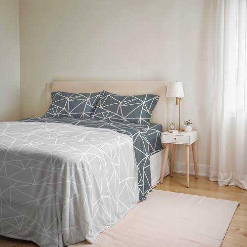 Ida Cotton Double Bed Sheet Set, Made in Italy – Complete Bed Set, Fitted Sheet, Top Sheet 240 x 300 cm and 2 Pillowcases with Inner Flap (Double, Mars)