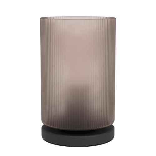 Eglo Table lamp Colomera, Elegant Bedside lamp, Room Decoration Bedroom, Living Room Lighting, Black Metal and Smoked Glass, E27 Socket, Ø 12 cm