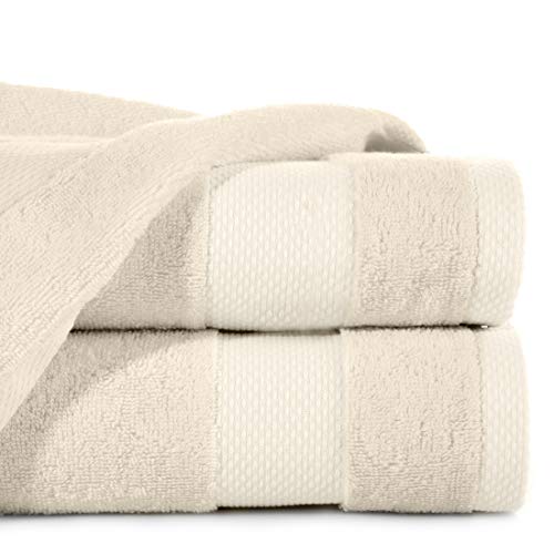 Eurofirany Hand Set Bath Sauna Towel Wash Cloth-Luxury Absorbent 100% Cotton 400g/m2 3 and 6 Pack, Beige, 50X90 cm/1 Pkg. je 6 STK