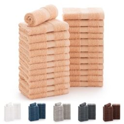 Todocama - Set of 24 Hand Towels (30 x 30 cm) 100% Soft and Absorbent Cotton, 550 gsm Premium, (Beige)