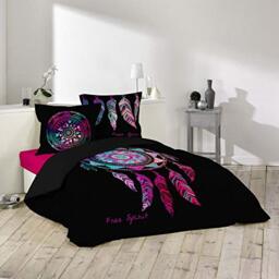 Douceur d'Intérieur 1642375 Bedding Set with Lucky Charm Design, 3-Piece Set, 42 Threads, Cotton, Multi-Colour, 200 x 200 cm