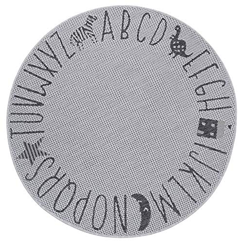 Hanse Home ABC Alphabet Children's Flat Weave Rug Light Grey/Dark Grey Size: 160 cm Round