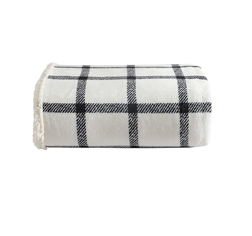 Eddie Bauer - Blanket, Super Soft Reversible Sherpa & Brushed Fleece Bedding, Throw Blankets for Couch, Ideal for Lounging (Bunkhouse Beige/Charcoal)