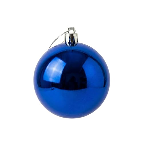 20cm Large Dark Blue Bauble PVC Shatterproof Glossy Finish Christmas Balls Ornament - Festive Xmas Tree Hanging Decorations, Round Ornament for Holiday Home Decor