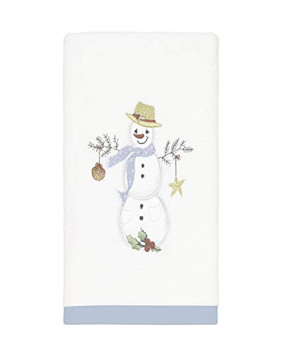 Avanti Linens Coastal Snowman Collection, Cotton, White, Hand Towel