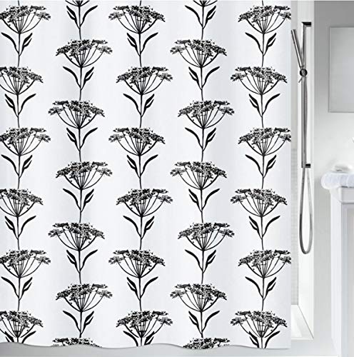 Spirella Naturesign Collection, Textile Shower Curtain, 180 x 200, 100% Polyester, Black