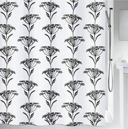 Spirella Naturesign Collection, Textile Shower Curtain, 180 x 200, 100% Polyester, Black