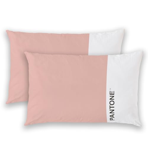 Pantone – Pillow Cases for Bed 50 x 80 cm, 100% Cotton, OekoTex Certified, 2 Pieces, Cool Breathable – Cushion Cover with 20 cm Flap, Soft and Washable Bed Linen 40 °C