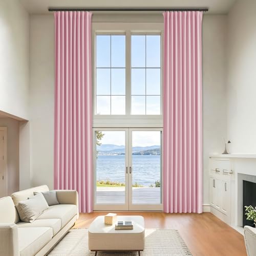 Grichril Room Divider Curtains - Back Tab and Rod Pocket Cute Curtain, Living Room Decor Hot Pink Drapes with Hooks for Track System