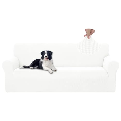 U-NICE HOME Stretch Couch Cover Sofa Cover Washable Sofa Slipcover Furniture Protector for 3 Cushion Couch Sofa Pet Friendly(Sofa, Ivory White)