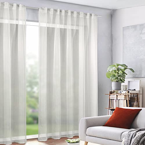 GardinenOutlet Sylvia Cream Tape or Hidden Tab Top Curtain 96 x 53 Inches