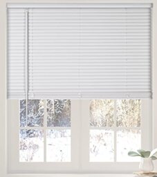 Calyx Interiors Cordless White 1” Light Filtering Mini Blinds 22.5” W x 36” H Window Blinds for Home, Vinyl Horizontal Blinds for Indoor Windows