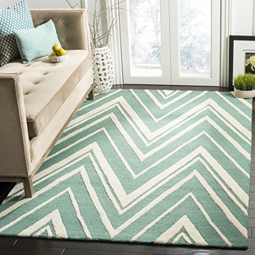 Safavieh Modern Indoor Hand Tufted Rectangle Area Rug, Cambridge Collection, CAM711, in Teal / Ivory, 91 X 152 cm for Living Room, Bedroom or Any Indoor Space