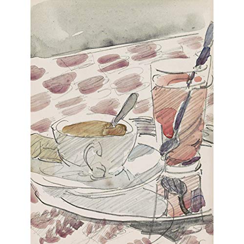 Artery8 Stolk Table Tray With Cup Saucer Glass Painting Large XL Wall Art Canvas Print