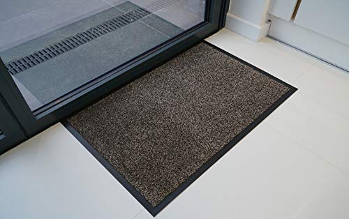 "Serdim Rugs Non Slip Dirt Rubber Edged Barrier Mats, Brown, 100 x 150 cm (3' 3.4"" x 5') BM DOVPV Brown 100x150"