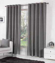 "Fusion Dark Grey Eyelet Curtains W90 x L90"" (229x229cm) – 100% Cotton Thermal Drapes for Bedroom/Living Room – Charcoal Door Curtain – Sorbonne Collection – Blackout Window Treatment"