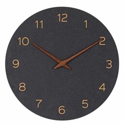 TFA Dostmann MDF Wooden Wall Clock 30 cm without Ticking, 60.3054.01, Battery-Operated, Modern Quartz Clock, for Living Room or Kitchen, with Wooden Hands, Minimalist, Black