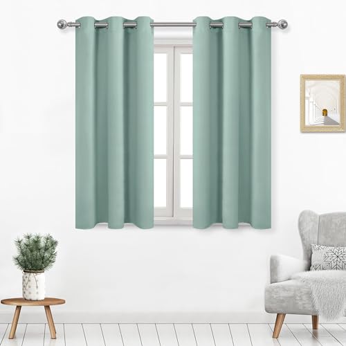 DWCN Blackout Curtains for Living Room, Room Drakening Curtains for Bedroom, Solid Thermal Privacy Protection Window Curtains, Sage, W42 x L54 Inch, Set of 2