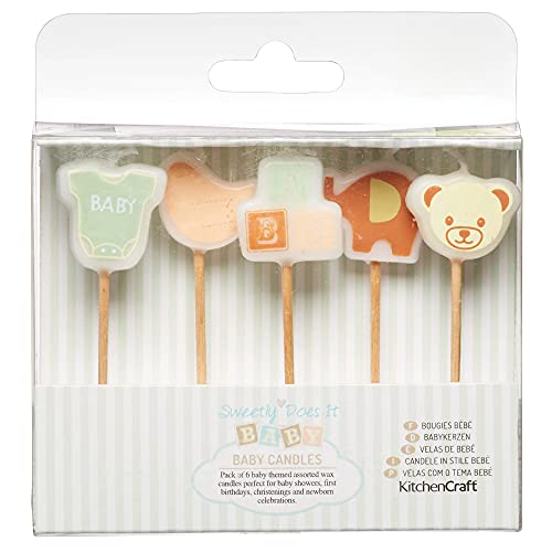 Kitchen Craft Wax Cake Candles Sweetly Does It 6 Pieces, Wood, Multi-Colour, 9 x 12 x 16 cm