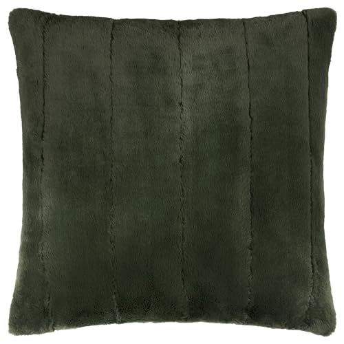 Paoletti Empress Polyester Filled Cushion – Soft Faux Fur Velvet Decorative Cushion with Concealed Zip for Elegant Home Styling (Pine - 45x45cm)