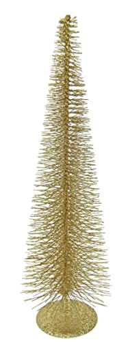 Flair Flower Glitter Pyramid, Wire, Artificial Tree, Xmass, Slim Metal Stand, Christmas Decoration, Gold, ca. 50 cm
