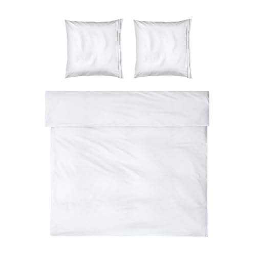 Möve Noblesse Bed Linen Set 200 x 200 cm + 2 x 80 x 80 cm 100% Cotton White/Grey
