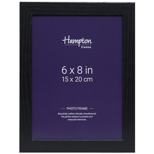 Hampton Frames - OXFORD Picture Frame - 6x8 Inch (15x20cm), Black, MDF, Acrylic Front - Freestanding or Wall Mount - Modern Display for Photos, Portraits, Artwork