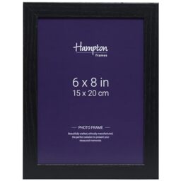 Hampton Frames - OXFORD Picture Frame - 6x8 Inch (15x20cm), Black, MDF, Acrylic Front - Freestanding or Wall Mount - Modern Display for Photos, Portraits, Artwork